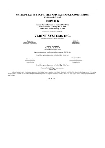 Thumbnail Verint Systems
 10-K Annual Report 