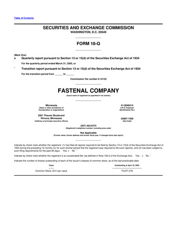 Thumbnail Fastenal 10-Q Quarterly Report FY 