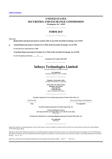Thumbnail Infosys 20-F Annual Report 