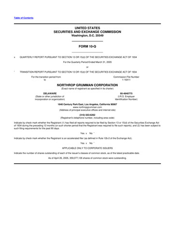 Thumbnail Northrop Grumman 10-Q Quarterly Report FY 