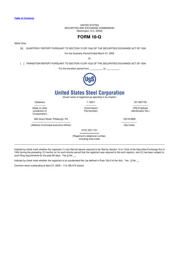 Thumbnail U.S. Steel
 10-Q Quarterly Report FY 