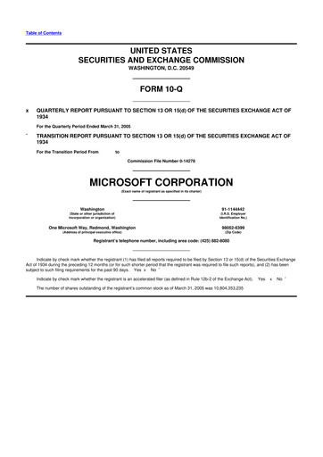 Thumbnail Microsoft 10-Q Quarterly Report FY 