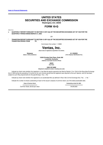 Thumbnail Ventas 10-Q Quarterly Report FY 