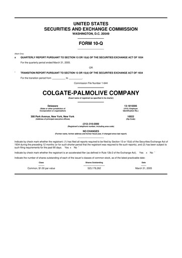 Thumbnail Colgate-Palmolive 10-Q Quarterly Report FY 