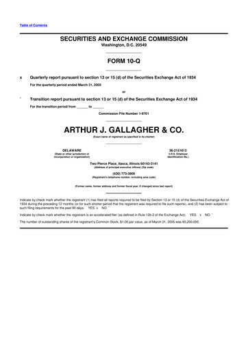 Vorschaubild Arthur J. Gallagher & Co.
 10-Q Quartalsbericht  