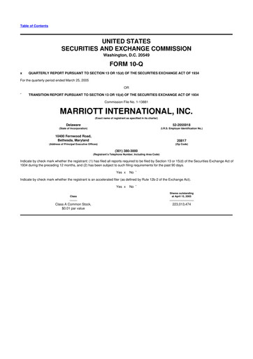 Thumbnail Marriott International 10-Q Quarterly Report FY 