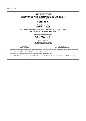 Thumbnail DaVita 10-Q Quarterly Report FY 