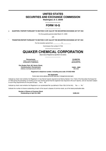 Thumbnail Quaker Houghton 10-Q Quarterly Report FY 