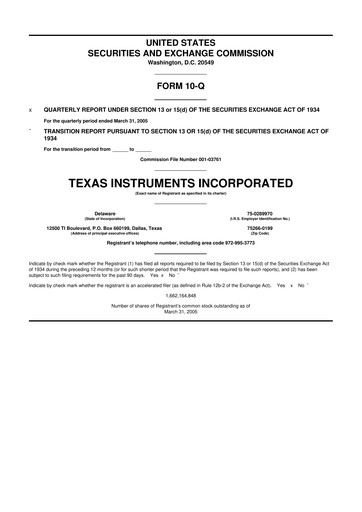 Miniature Texas Instruments 10-Q Rapport trimestriel  