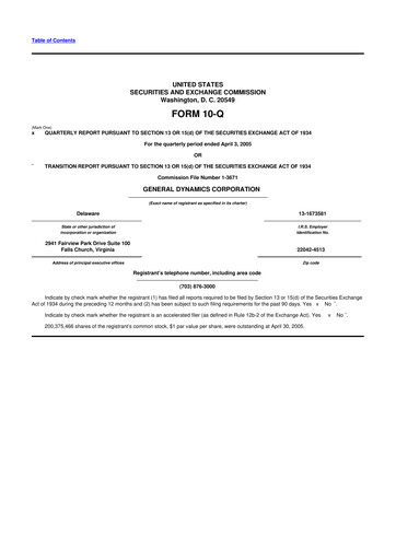 Thumbnail General Dynamics 10-Q Quarterly Report FY 