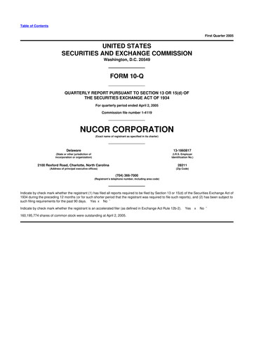Thumbnail Nucor
 10-Q Quarterly Report FY 