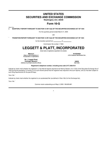 Miniature Leggett & Platt

 10-Q Rapport trimestriel  