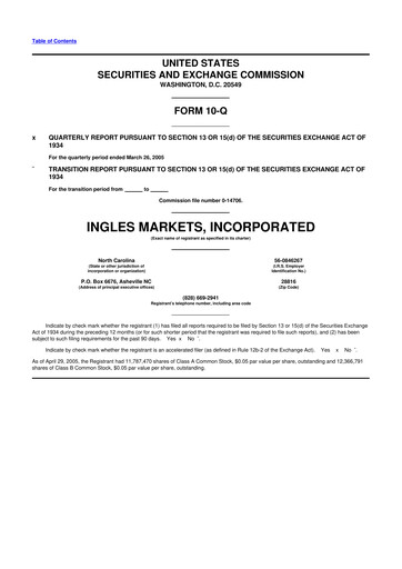 Miniature Ingles Markets 10-Q Rapport trimestriel  