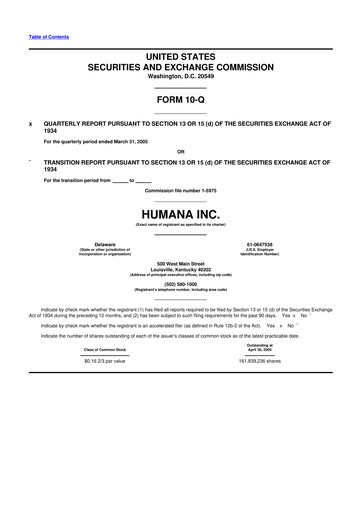 Thumbnail Humana 10-Q Quarterly Report FY 