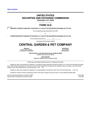 Vorschaubild Central Garden & Pet 10-Q Quartalsbericht  