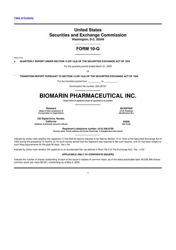 Thumbnail BioMarin Pharmaceutical 10-Q Quarterly Report FY 