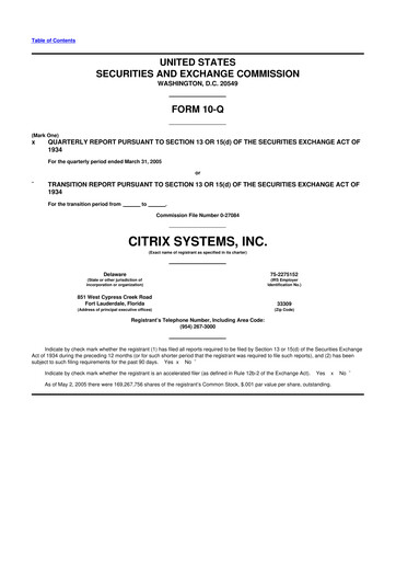 Thumbnail Citrix Systems 10-Q Quarterly Report FY 