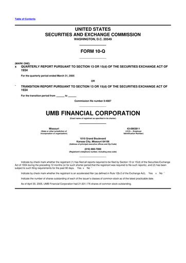 Thumbnail UMB Financial 10-Q Quarterly Report FY 