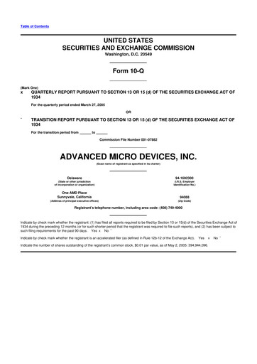 Thumbnail AMD 10-Q Quarterly Report FY 