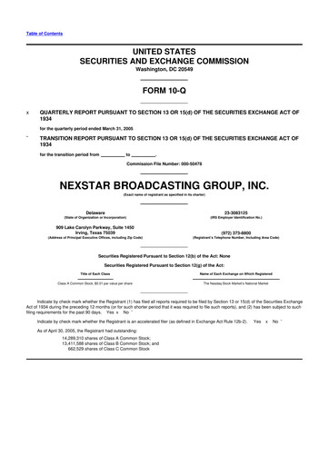 Thumbnail Nexstar Media Group
 10-Q Quarterly Report FY 