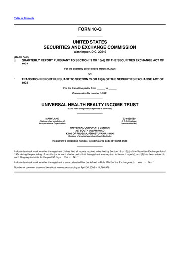 Thumbnail Universal Health Realty Income Trust 10-Q Quarterly Report FY 