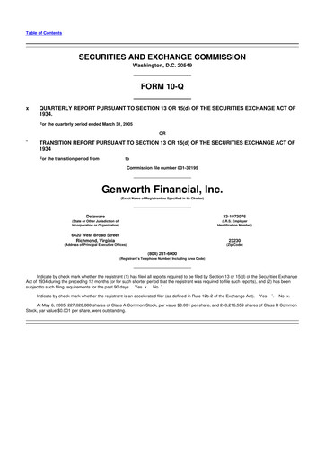 Thumbnail Genworth Financial
 10-Q Quarterly Report FY 