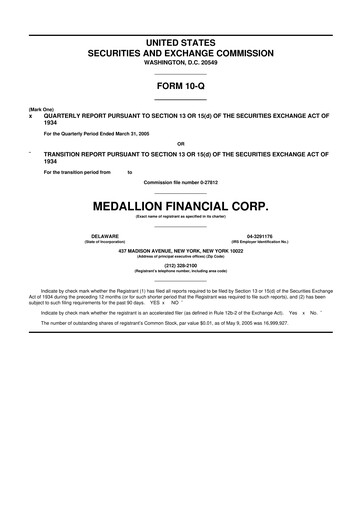 Thumbnail Medallion Financial Corp. 10-Q Quarterly Report FY 