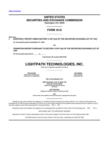 Thumbnail LightPath Technologies 10-Q Quarterly Report FY 