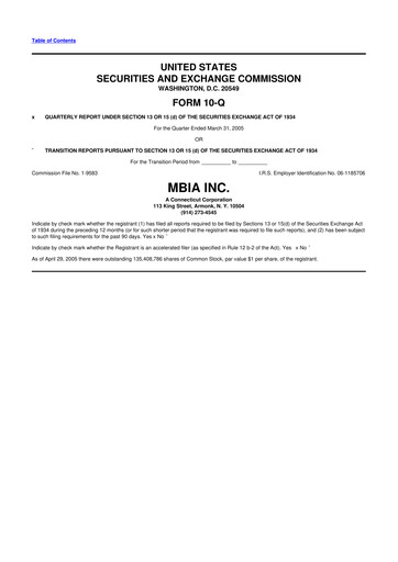 Thumbnail MBIA 10-Q Quarterly Report FY 