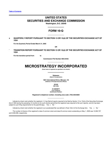 Thumbnail Strategy 
 (MicroStrategy) 10-Q Quarterly Report FY 