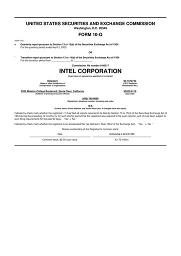 Thumbnail Intel 10-Q Quarterly Report FY 