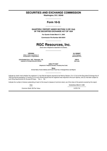 Thumbnail RGC Resources 10-Q Quarterly Report FY 