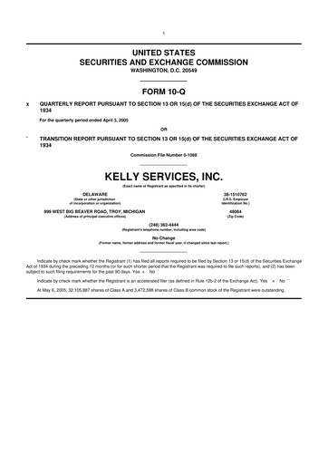 Miniature Kelly Services
 10-Q Rapport trimestriel  