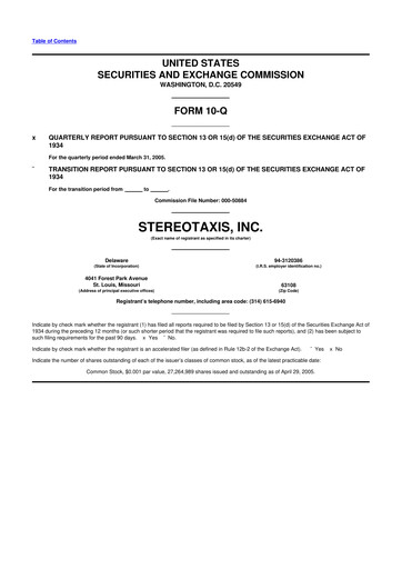 Thumbnail Stereotaxis 10-Q Quarterly Report FY 