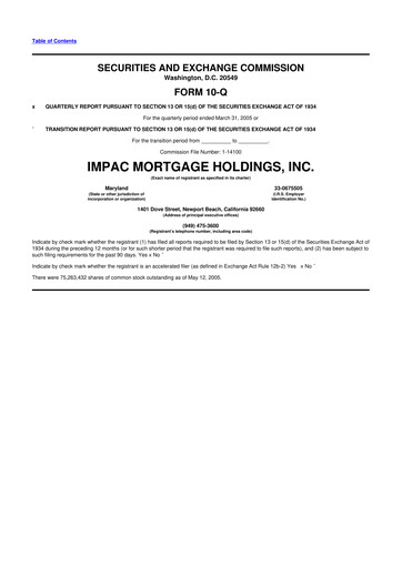 Thumbnail Impac Mortgage Holdings 10-Q Quarterly Report FY 