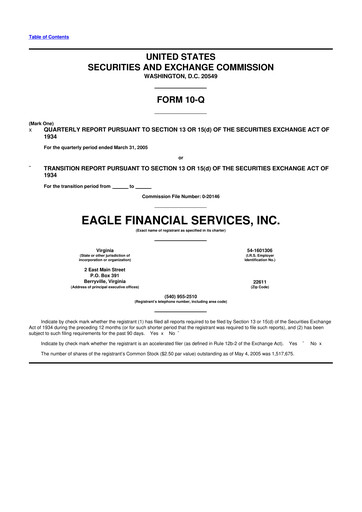 Thumbnail Eagle Financial Services 10-Q Quarterly Report FY 