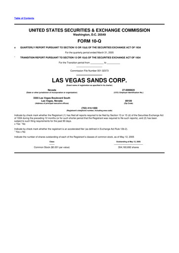 Thumbnail Las Vegas Sands 10-Q Quarterly Report FY 