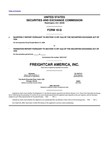Thumbnail FreightCar America
 10-Q Quarterly Report FY 