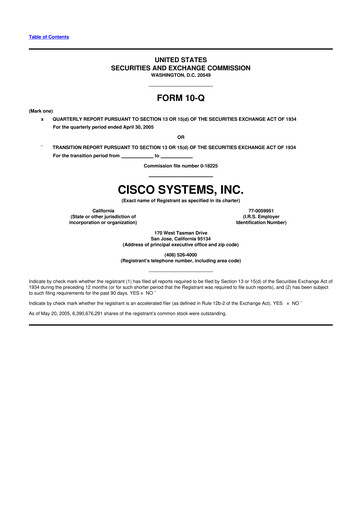 Thumbnail Cisco 10-Q Quarterly Report FY 