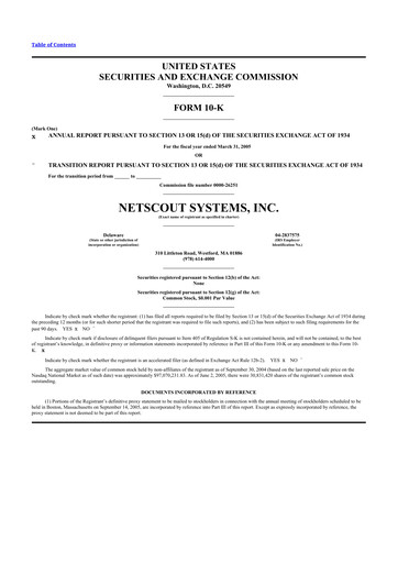 Thumbnail NETSCOUT 10-K Annual Report 