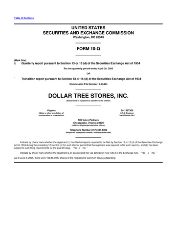 Thumbnail Dollar Tree 10-Q Quarterly Report FY 