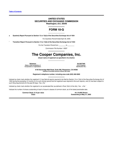Thumbnail Cooper Companies 10-Q Quarterly Report FY 