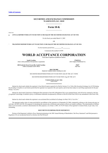 Thumbnail World Acceptance Corporation 10-K Annual Report 