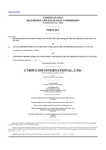 Thumbnail Trip.com 20-F Annual Report 