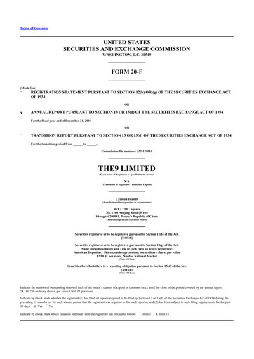 Thumbnail The9 20-F Annual Report 