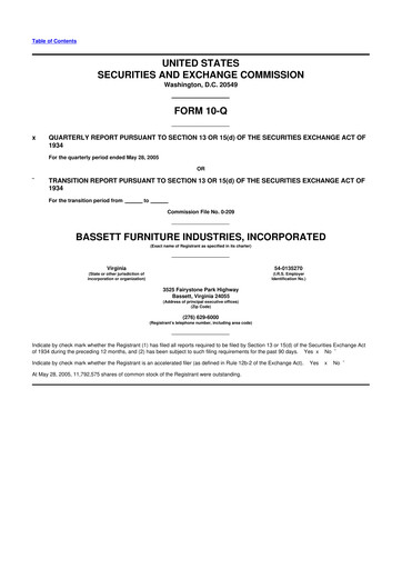 Thumbnail Bassett Furniture 10-Q Quarterly Report FY 