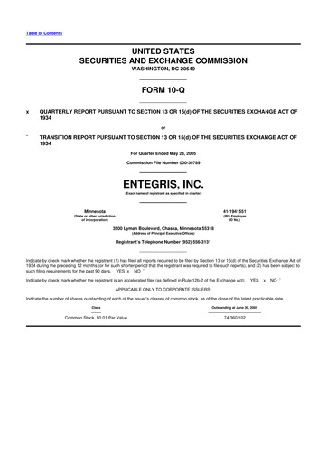 Vorschaubild Entegris 10-Q Quartalsbericht  