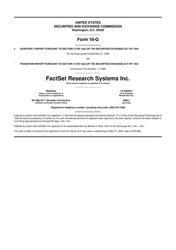 Thumbnail FactSet 10-Q Quarterly Report FY 
