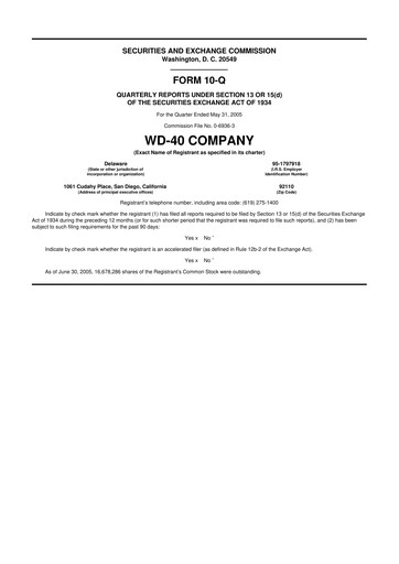 Miniature WD-40 Company
 10-Q Rapport trimestriel  