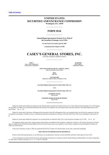 Thumbnail Casey's General Stores
 10-K Annual Report 